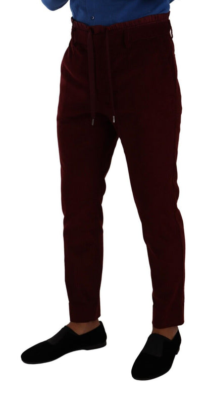 Dolce & Gabbana Elegant Bordeaux Velvet Dress Trousers