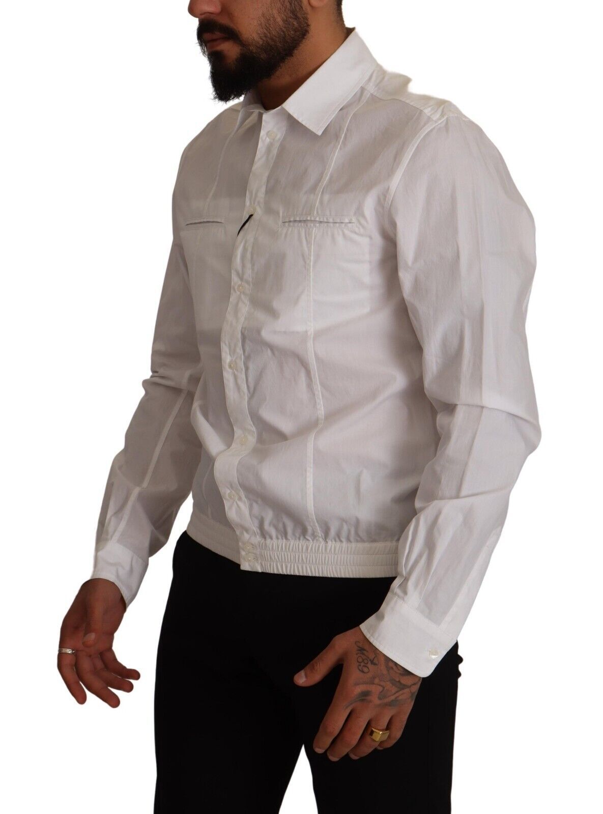 Dolce & Gabbana White Cotton Button Down Men Collared Shirt