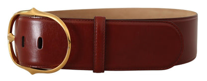 Dolce & Gabbana Elegant Maroon Leather Belt with Gold Buckle