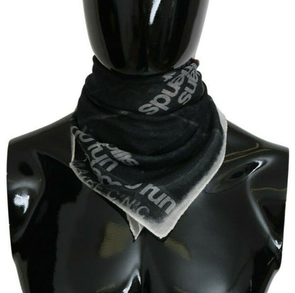 Costume National Dark Gray Wool Foulard Branded Scarf