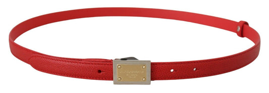 Dolce & Gabbana Genuine Leather Red Statement Belt