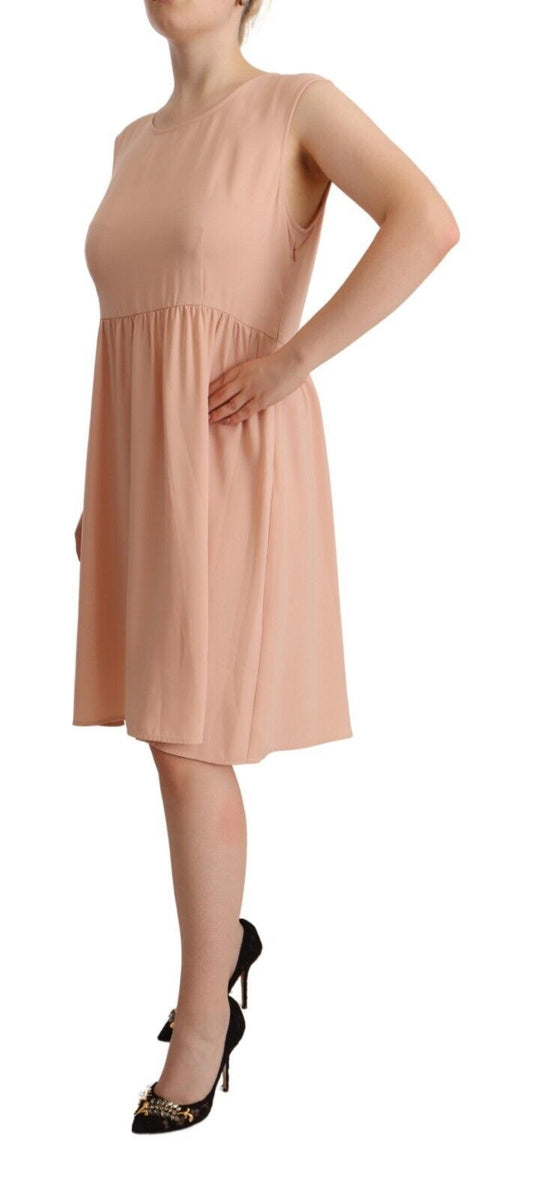 Twinset Elegant Beige Sleeveless Shift Dress