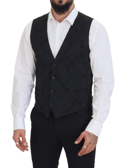 Dolce & Gabbana Elegant Black Martini Suit Jacket & Vest Ensemble