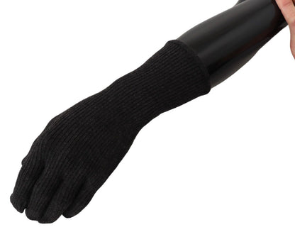 Dolce & Gabbana Black Cashmere Silk Hands Mitten Mens Gloves