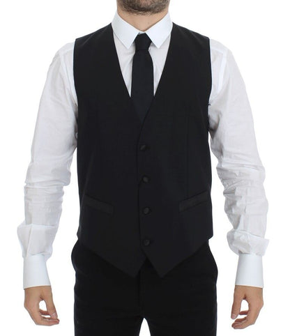 Dolce & Gabbana Black Wool Silk Stretch Dress Vest Blazer