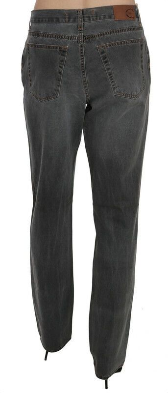 Just Cavalli Gray Washed Mid Waist Straight Denim Pants Jeans