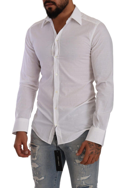 Dolce & Gabbana Elegant White Cotton Poplin Dress Shirt