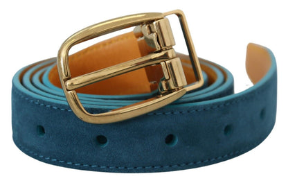 Dolce & Gabbana Elegant Blue Velvet Leather Belt