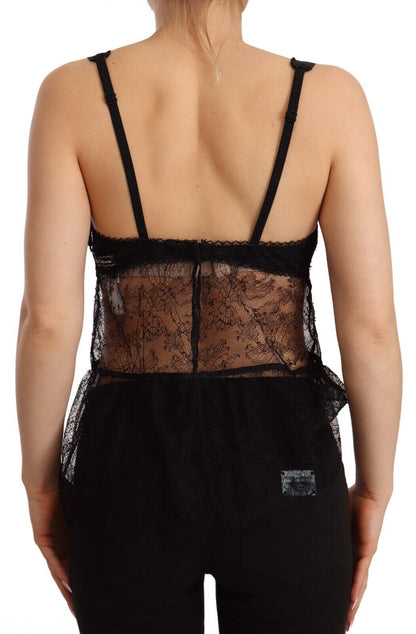 Dolce & Gabbana Elegant Black Silk Lingerie Chemise