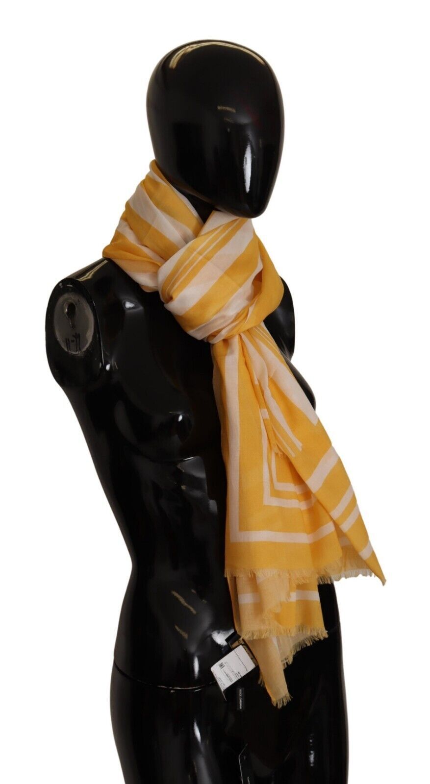 Dolce & Gabbana Yellow White Striped Portocervo Shawl Scarf