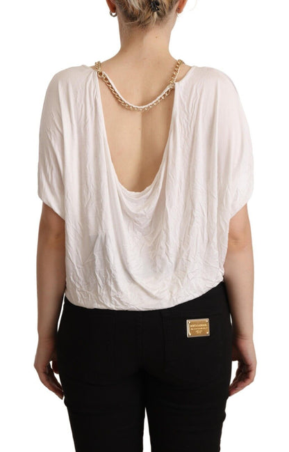 Guess By Marciano White Short Sleeves Gold Chain T-shirt Top