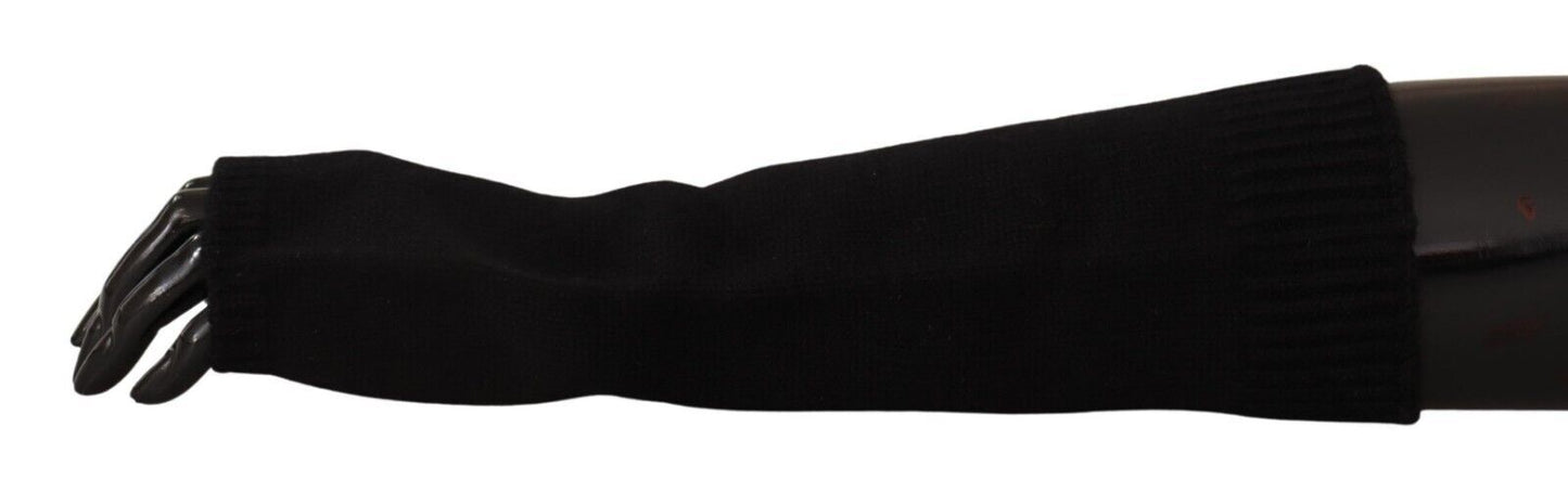 Dolce & Gabbana Black Knitted Fingerless Elbow Length Gloves