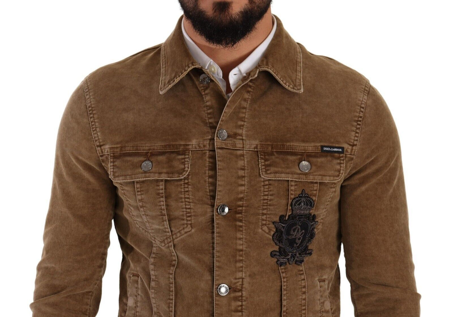 Dolce & Gabbana Elegant Corduroy Logo Jacket