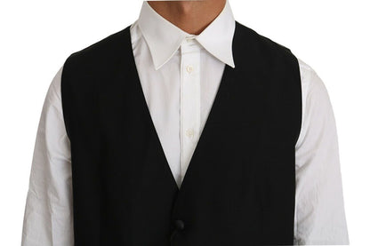 Dolce & Gabbana Black Solid Wool Silk Vest