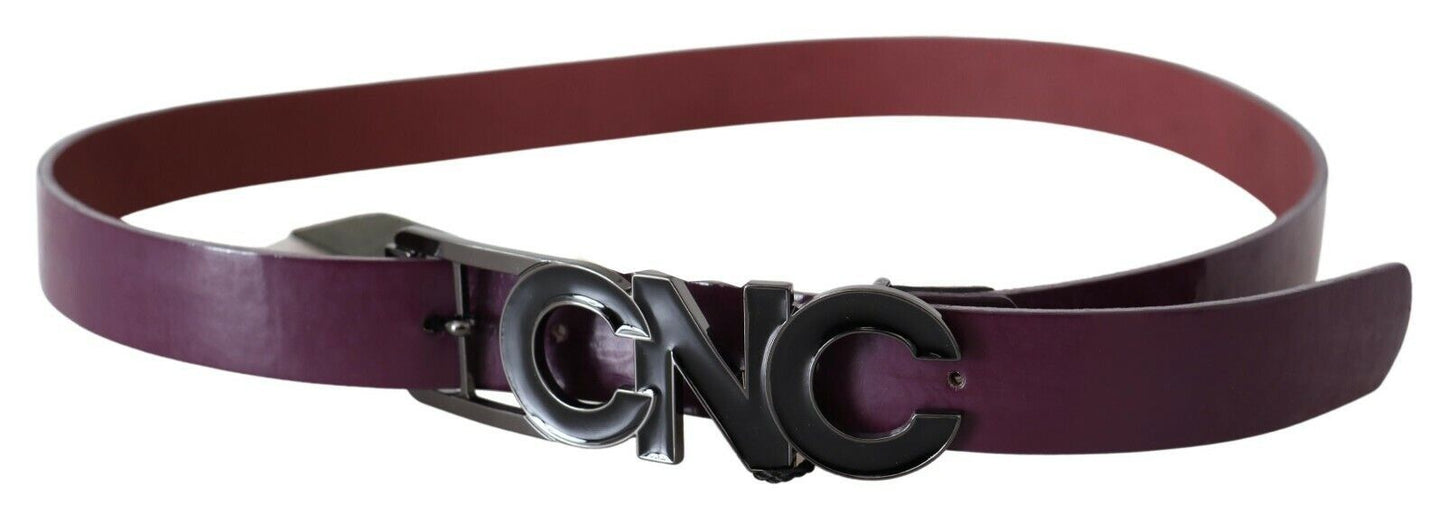 Costume National Brown Leather Large Logo Letter Buckle Belt