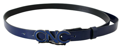 Costume National Blue Leather Logo Skinny Fashion  Belt