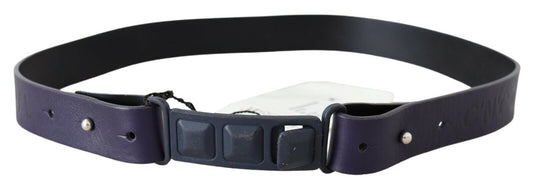 Costume National Black Leather Normal Logo Buckle Waist Belt