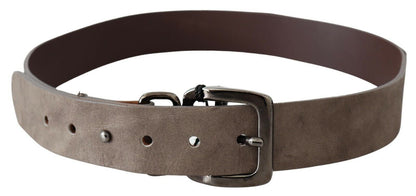 Costume National Dark Brown Leather Metallic Square Buckle Belt