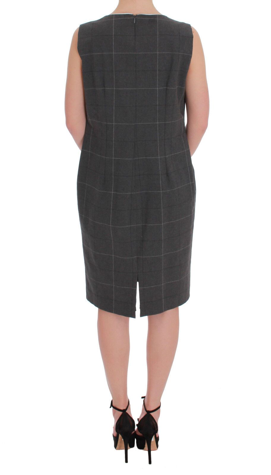 BENCIVENGA Gray Checkered Cotton Blazer Dress Set Suit