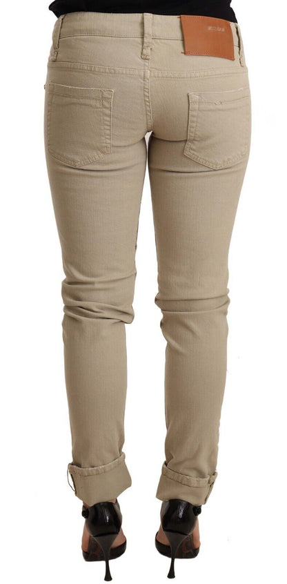 Acht Beige Cotton Slim Fit Chic Jeans