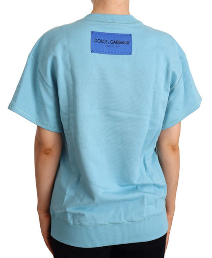 Dolce & Gabbana Blue Cotton Short Sleeves Crew Neck Top