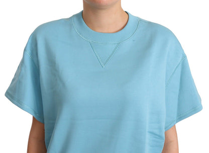 Dolce & Gabbana Blue Cotton Short Sleeves Crew Neck Top