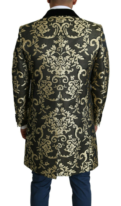 Dolce & Gabbana Black Gold Jacquard Long Coat SICILIA Jacket