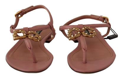 Dolce & Gabbana Elegant Pink Leather Ankle Strap Sandals