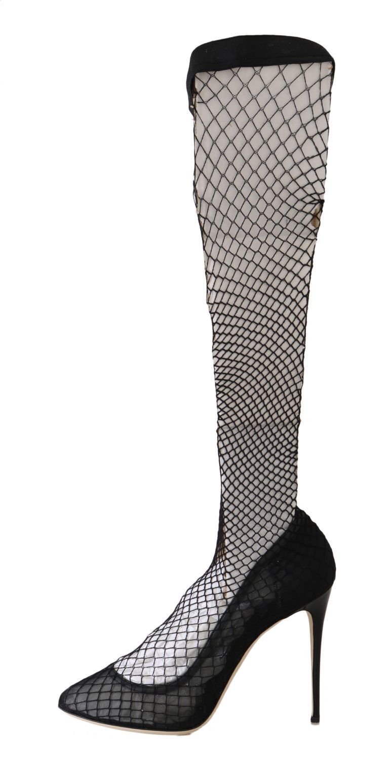 Dolce & Gabbana Elegant Netted Sock Pumps in Timeless Black