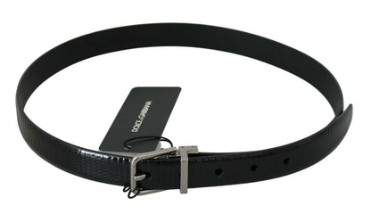 Dolce & Gabbana Elegant Lizard Skin Leather Belt in Black