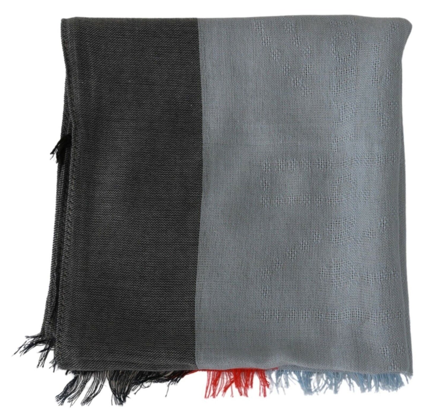 Dolce & Gabbana Gray Fringe Neck Wrap Cotton Scarf