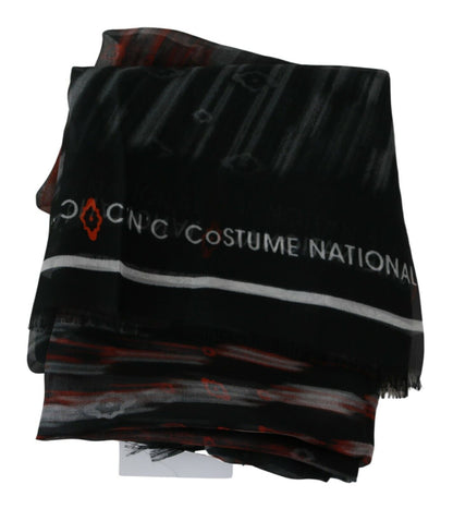 Dolce & Gabbana Black Gray Silk Foulard Branded C'N'C Scarf