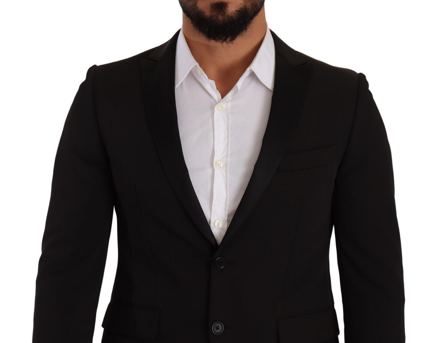 FRADI Elegant Black Slimfit Peak Lapel Blazer