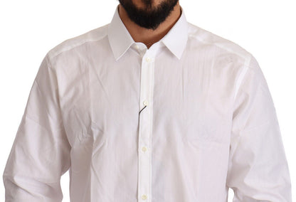 Dolce & Gabbana White Cotton Slim Fit Men MARTINI Shirt