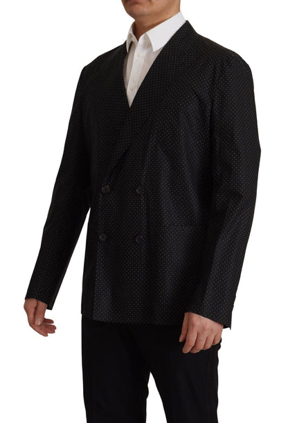 Dolce & Gabbana Black Polka Dotted Cotton Blazer Jacket