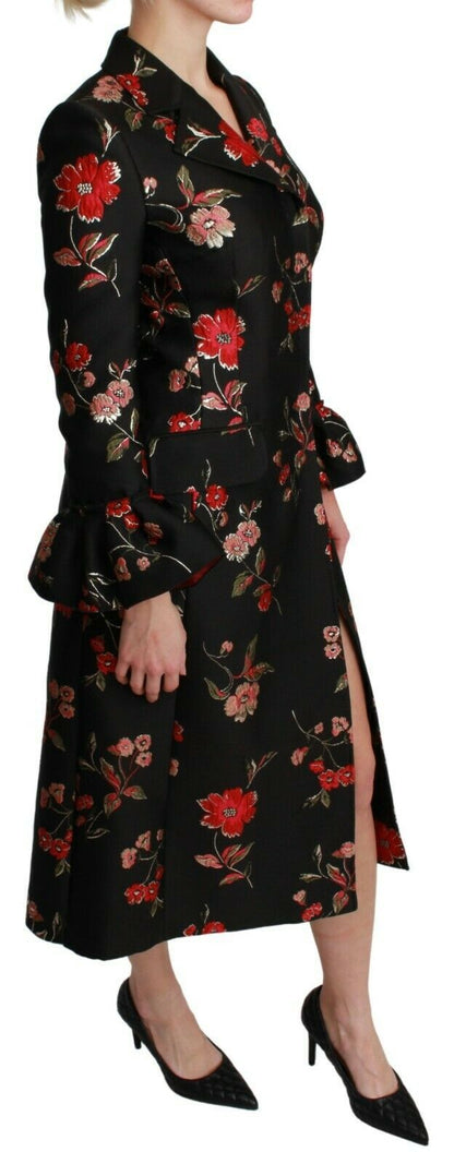 Dolce & Gabbana Black Floral Embroidered Jacket Coat