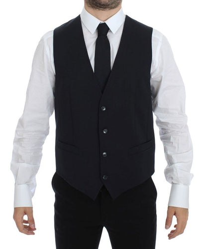 Dolce & Gabbana Blue Cotton Stretch Dress Vest Blazer