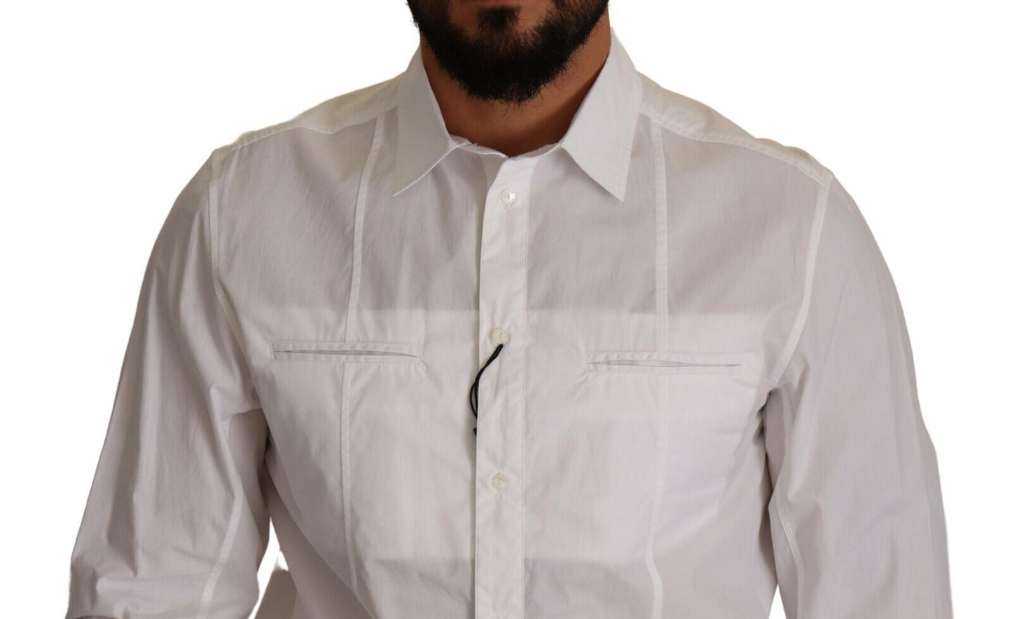 Dolce & Gabbana White Cotton Button Down Men Collared Shirt