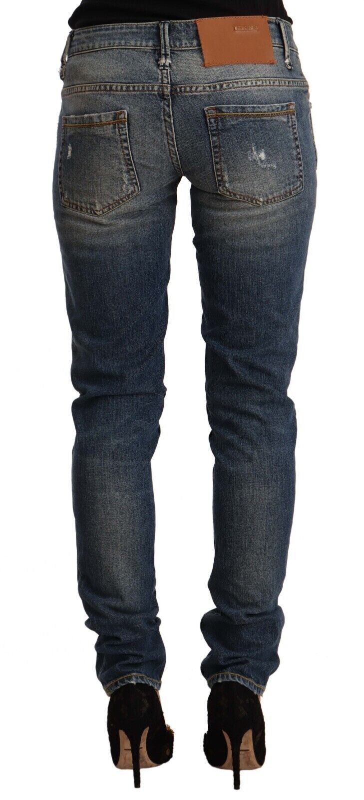 Acht Blue Washed Skinny Cotton Blend Jeans