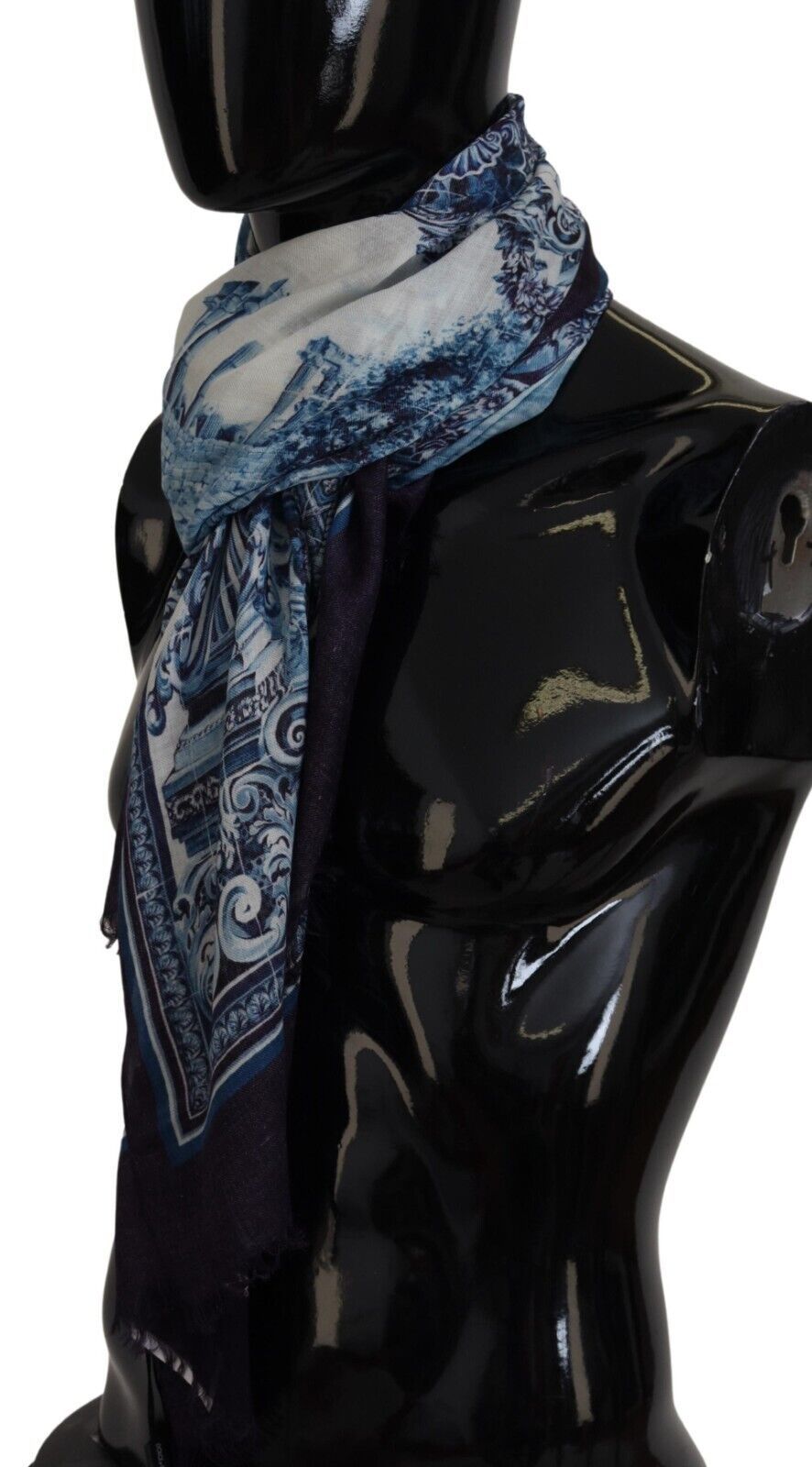 Dolce & Gabbana Blue Printed Men Neck Wrap Shawl Scarf