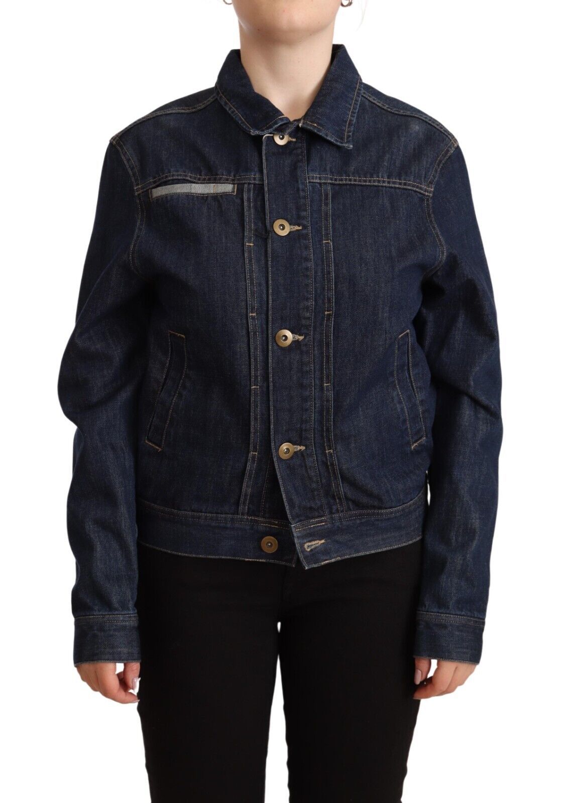 Master Coat Dark Blue Button Down Long Sleeves Denim Jacket