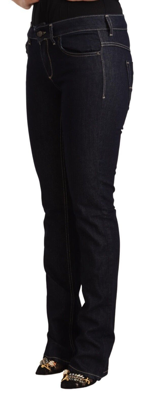 GF Ferre Black Cotton Stretch Low Waist Skinny Denim Jeans