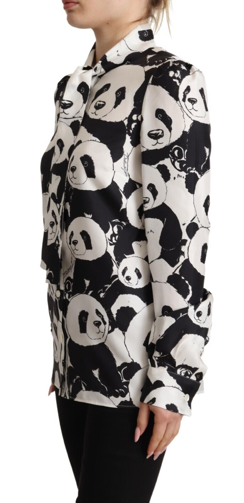 Dolce & Gabbana Chic Panda Print Silk Blouse