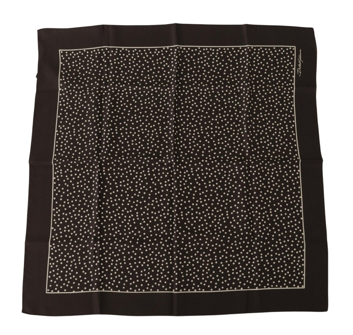 Dolce & Gabbana Brown Polka Dot Square Handkerchief Scarf