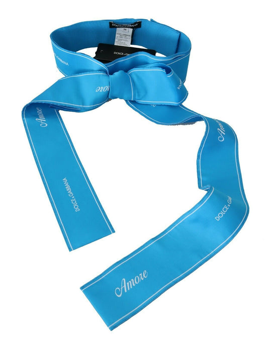 Dolce & Gabbana Blue Waist Ribbon Wide Bow Belt