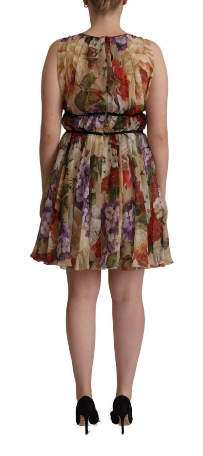 Dolce & Gabbana Elegant Floral Print Silk Mini Dress