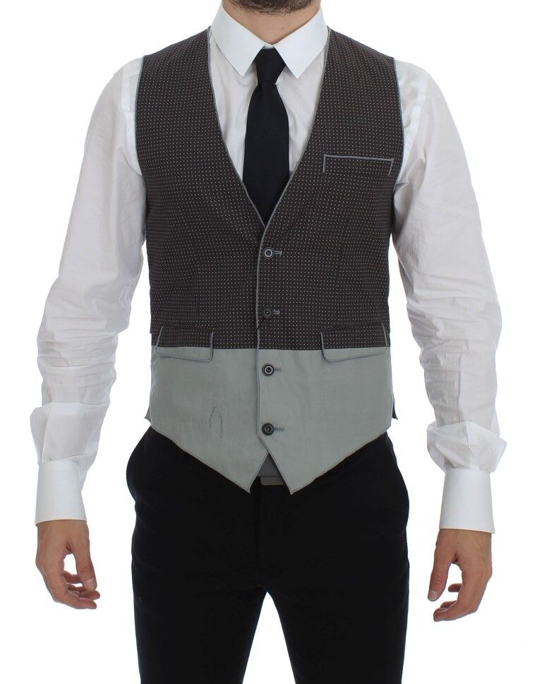 Dolce & Gabbana Gray Polka Dot Dress Vest Gilet Weste