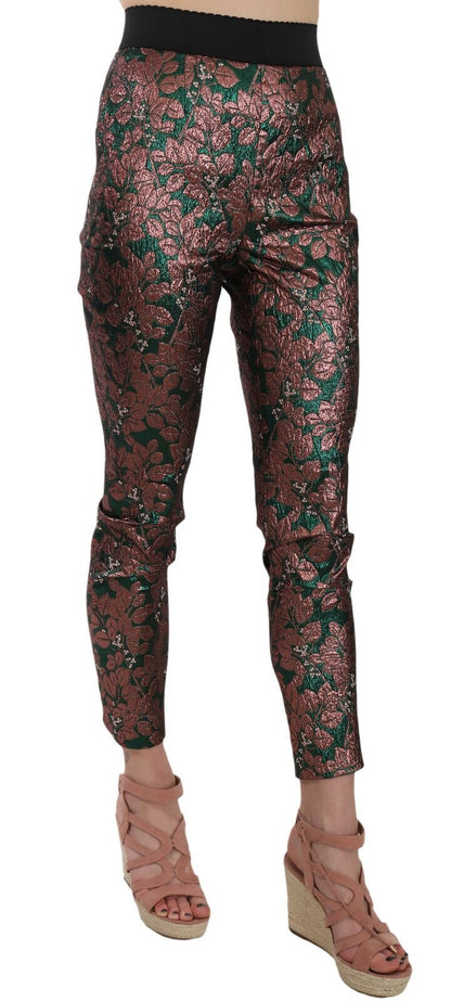 Dolce & Gabbana Multicolor Iridescent Brocade Jacquard Trousers Crop Pants