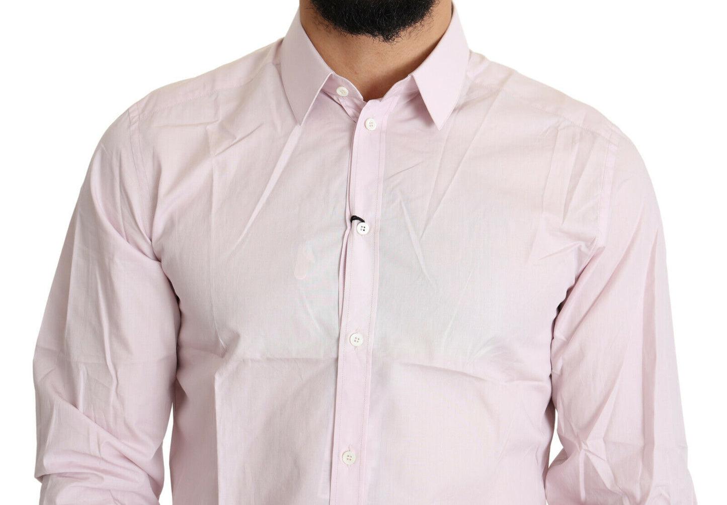 Dolce & Gabbana Light Pink Cotton Formal GOLD Dress Shirt