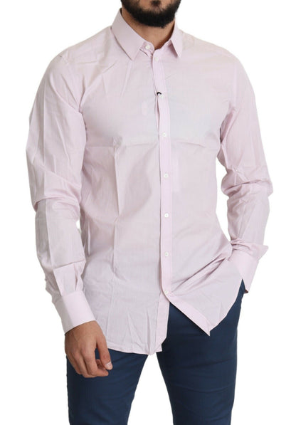 Dolce & Gabbana Light Pink Cotton Formal GOLD Dress Shirt